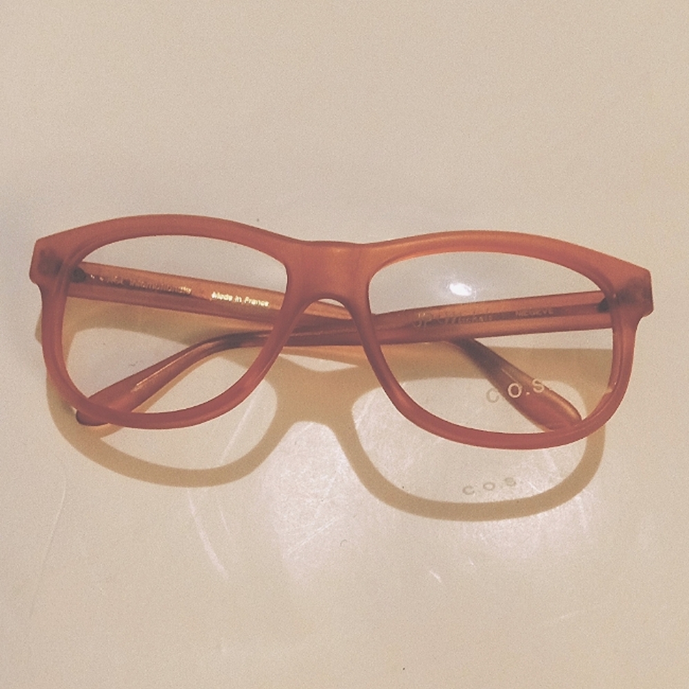 NEW 1990s French Unisex Vintage C.O.S. Clear pinkish reddish Frames Eyeglasses